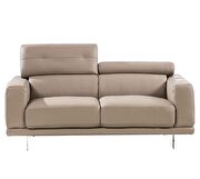 S116 (Taupe) Modern low-profile leather loveseat in taupe
