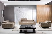 S116 (Taupe) Modern low-profile leather sofa in taupe