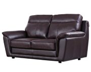 Contemporary casual style loveseat in brown leather