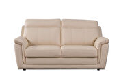 Contemporary casual style loveseat in beige leather