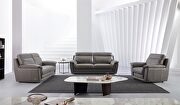 Contemporary casual style sofa in gray leather main photo