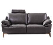 Modern gray leather loveseat w/ adjustable arms