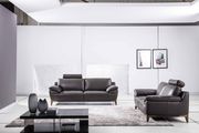 S93 (Gray) Modern gray leather sofa w/ adjustable arms
