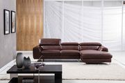 Modern low-profile sectional in black leather main photo