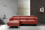 Sleek modern left-facing orange leather sectional main photo