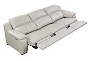 Thompson (Taupe) Thick taupe leather oversized recliner sofa w/ 2 recliners
