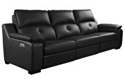 Thick black leather oversized recliner sofa w/ 2 recliners main photo