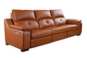 Thick orange leather oversized recliner sofa w/ 2 recliners main photo