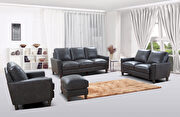 Heritage gray leather / split casual style sofa