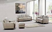 Taupe leather / split casual style sofa main photo