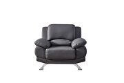 Gray modern black leather chair main photo