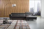 Motion headrests gray leather right facing sectional sofa