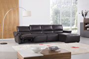 BH275 (Brown) RF Brown electric recliner leather sectional in right-facing shape