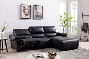 BH275 (Black) RF Electric recliner right-facing black leather sectional