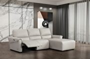 Electric recliner smoke gray right-facing leather sectional main photo