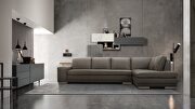 Italian full leather gray sectional sofa main photo