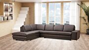 Block (Brown) LF Italian full leather dark chocolate sectional sofa