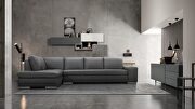 Block (Slate) LF Italian full leather slate gray sectional sofa