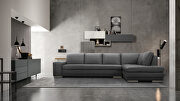 Block (Slate) RF Italian full leather slate gray sectional sofa