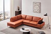 Decker (Orange) LF Orange leather contemporary sectional w/ low profile
