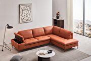 Decker (Orange) RF Orange leather contemporary sectional w/ low profile