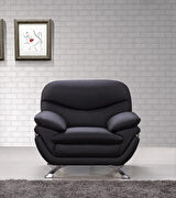 Jonus (Black) Stunning black leather chair w/ chromed legs