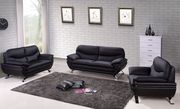 Stunning black leather sofa w/ chromed legs