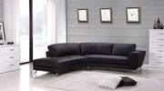 Elegant small black leather sectional sofa main photo