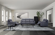 Full gray slate leather recliner sofa main photo