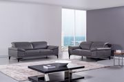 Gray modern low-profile sofa w/ adjustable headrests