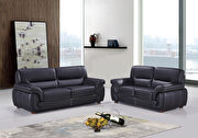 Black casual style leather couch main photo