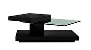 Black high-gloss swivel top coffee table main photo