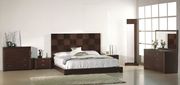 Walnut checks style solid wood king size bed main photo