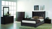 Brown bycast leather bed w/ curved tufted hb main photo