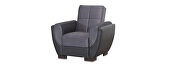 Gray microfiber black pu sleeper chair w/ storage main photo
