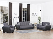 Gray microfiber black pu sleeper sofa w/ storage