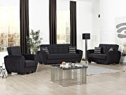 Air (Black MF) Black microfiber sleeper sofa w/ storage