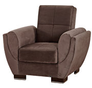 Brown microfiber sleeper chair w/ storage