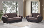 Air (Cocoa/Brown) Cocoa fabric on brown pu sleeper sofa w/ storage