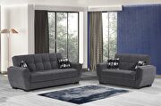 Asphalt gray fabric sleeper sofa w/ storage