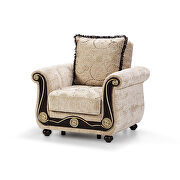 Americana (Beige) Beige chenille middle eastern style traditional chair