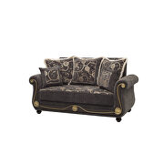 Gray chenille middle eastern style traditional loveseat