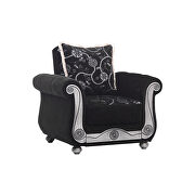 Americana (Black) Black chenille middle eastern style traditional chair