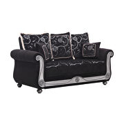 Americana (Black) Black chenille middle eastern style traditional loveseat
