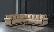 Americana (Beige) Middle eastern style reversible sectional sofa in beige chenille