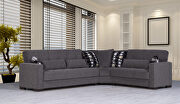 Reversible sleeper / storage sectional sofa in asphalt gray