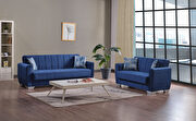 Barato (Blue) Casual style black chenille sofa / sofa bed w/ storage