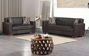 Barato PU (Brown) Casual style leatherette sofa / sofa bed w/ storage