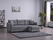 Brooklyn (Gray) Chenille fabric casual style reversible sectional sofa