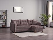 Brooklyn (Brown) Brown chenille fabric casual style reversible sectional sofa
